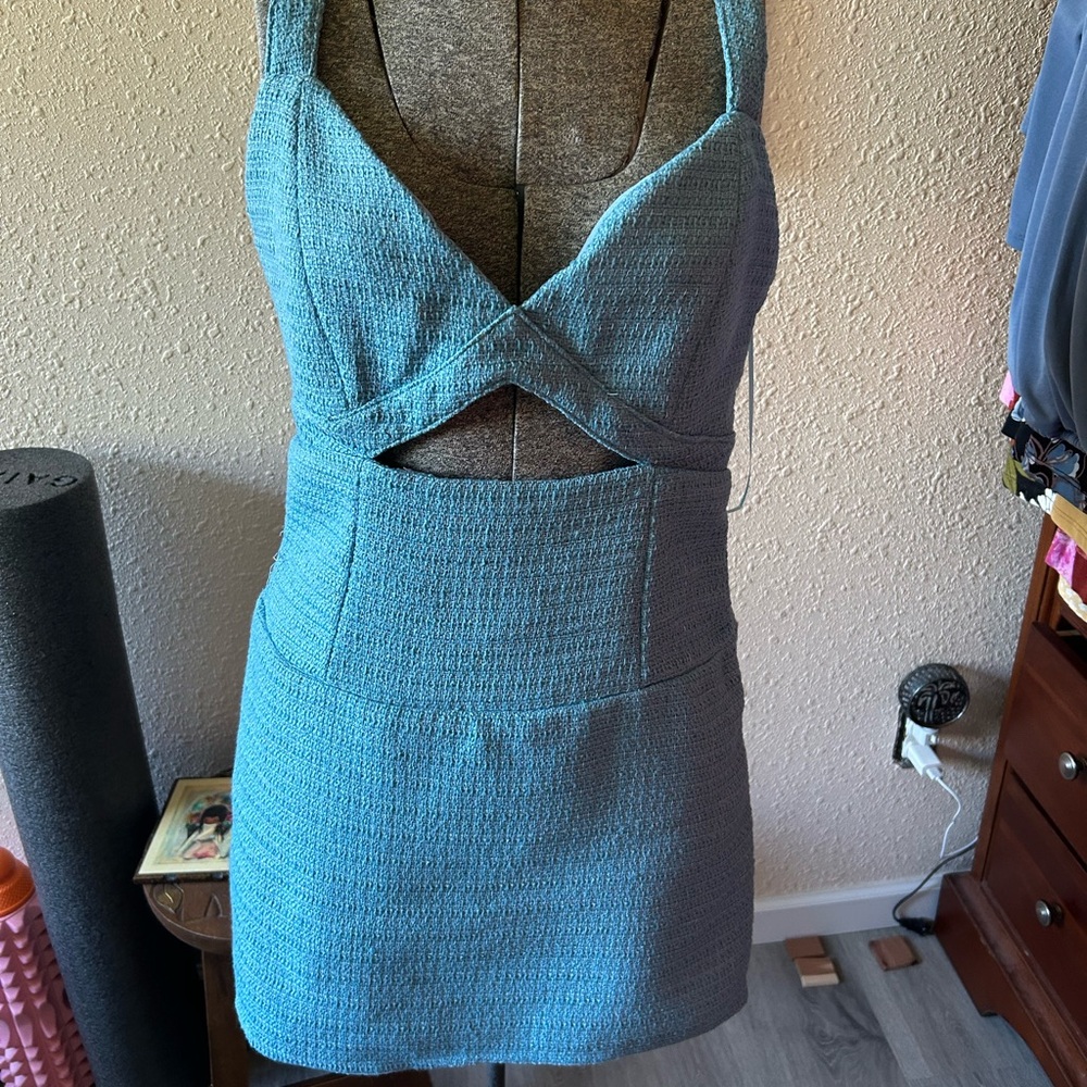 Le Lis Teal Cutout Mini Dress
